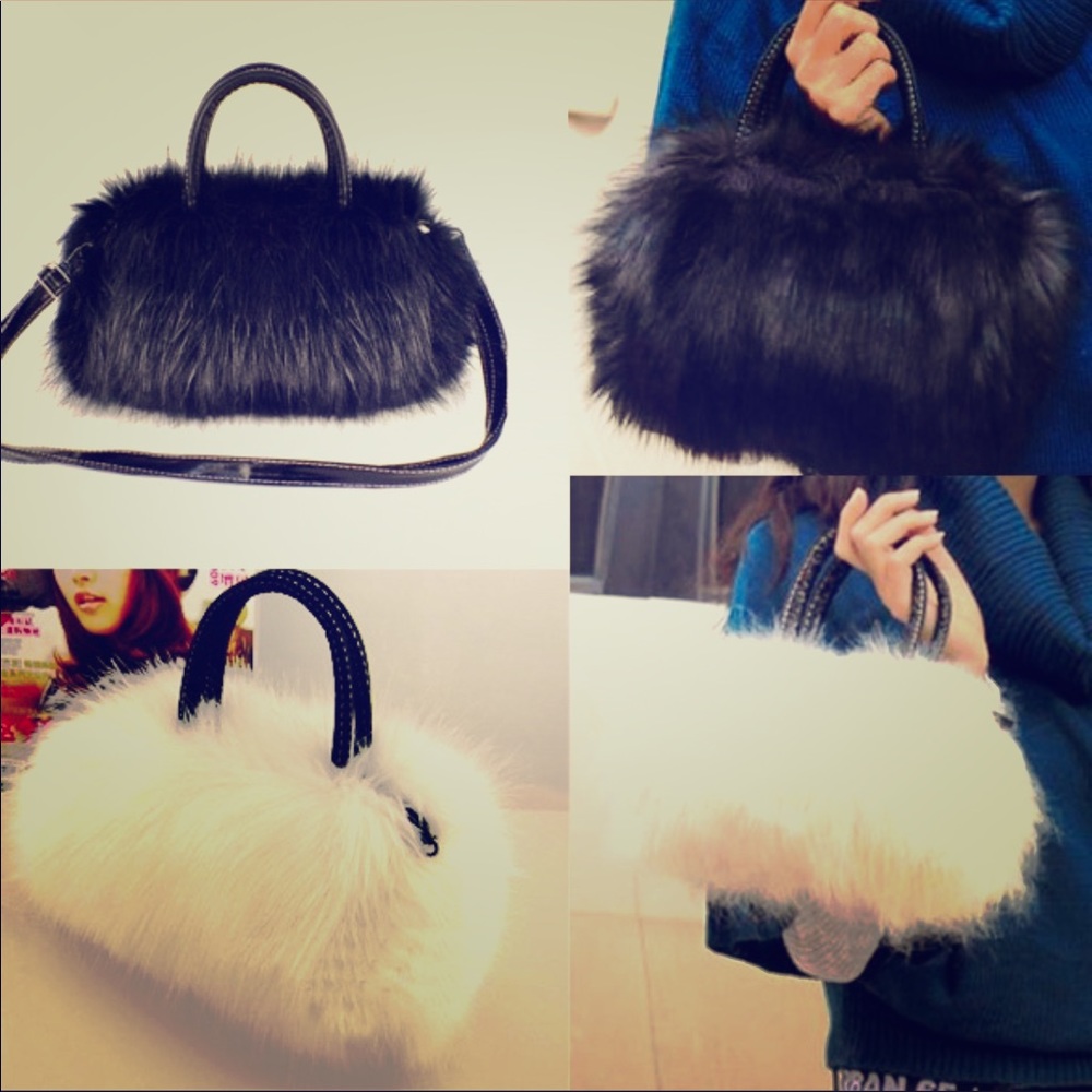 Faux Fur Shoulder Clutch Hobo Bag Purse Wallet